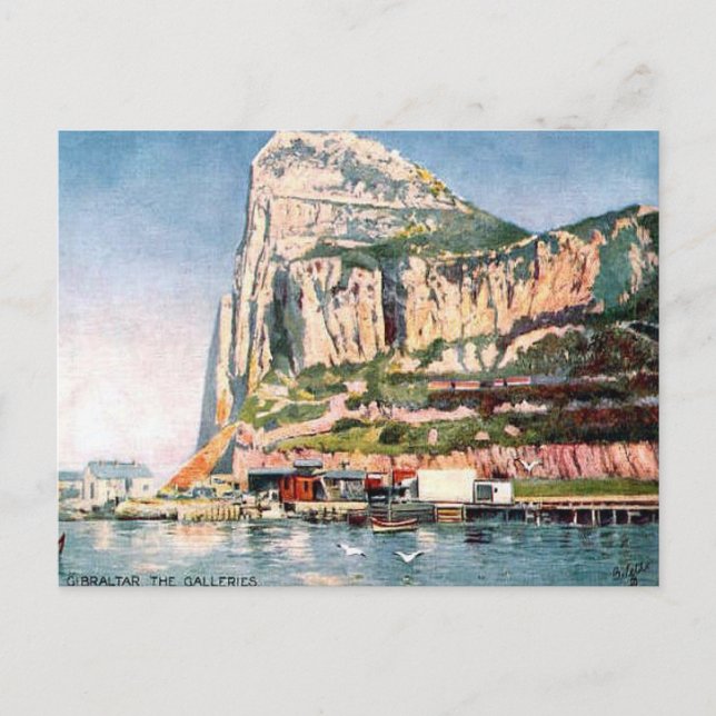 Vieja postal - Gibraltar - las galerías (Anverso)