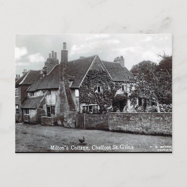 Vieja postal - La cabaña de Milton, Chalfont St Gi (Anverso)