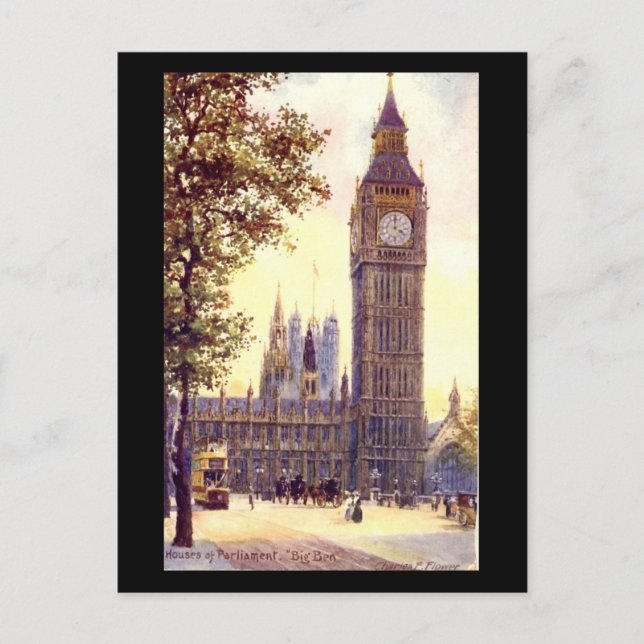 Vieja postal - Londres, Big Ben (Anverso)