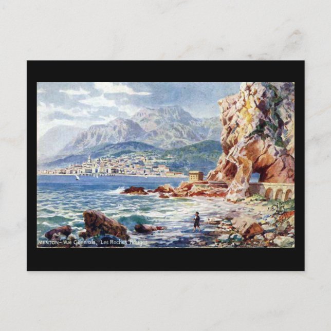 Vieja postal - Menton, Francia (Anverso)