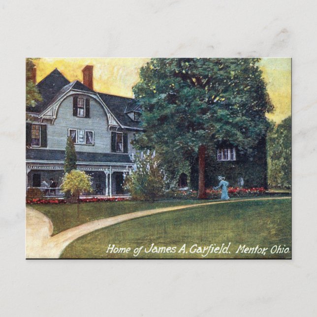 Vieja postal - Mentor Ohio, la casa de Garfield (Anverso)