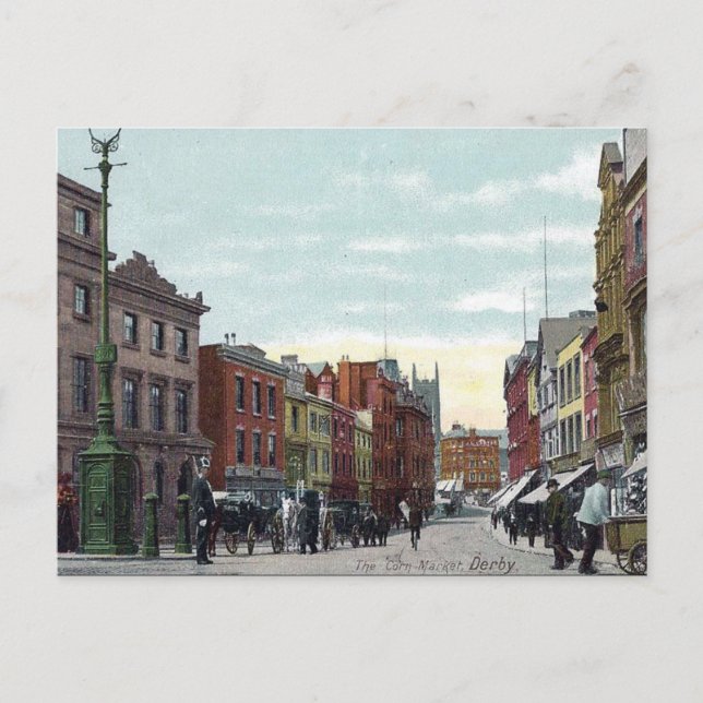 Vieja postal - Mercado de maíz. Derby (Anverso)