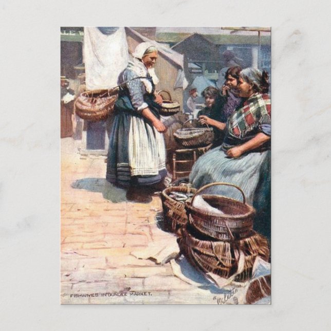 Vieja postal - Mercado Dundee, Escocia (Anverso)
