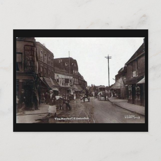 Vieja postal - Mercado Edmonton. Londres (Anverso)