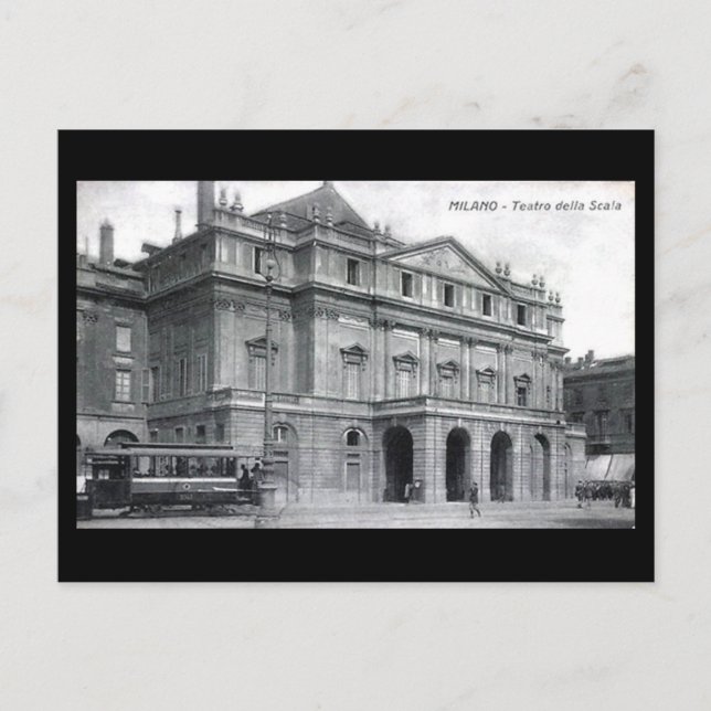 Vieja postal - Milán, Ópera La Scala en 1913 (Anverso)