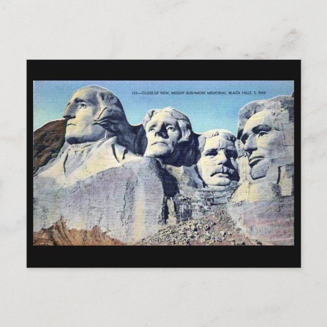 Vieja postal - Monte Rushmore, Dakota del Sur (Anverso)