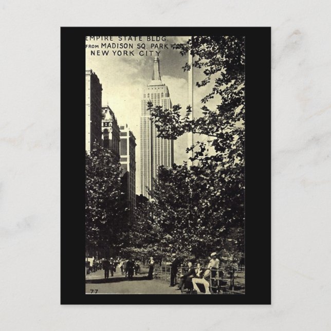 Vieja postal - Nueva York, edificio Empire State (Anverso)