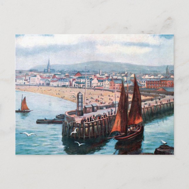 Vieja postal - Peel, Isla de Man (Anverso)