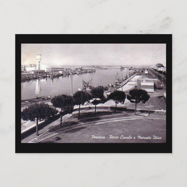 Vieja postal - Pescara, el puerto (Anverso)