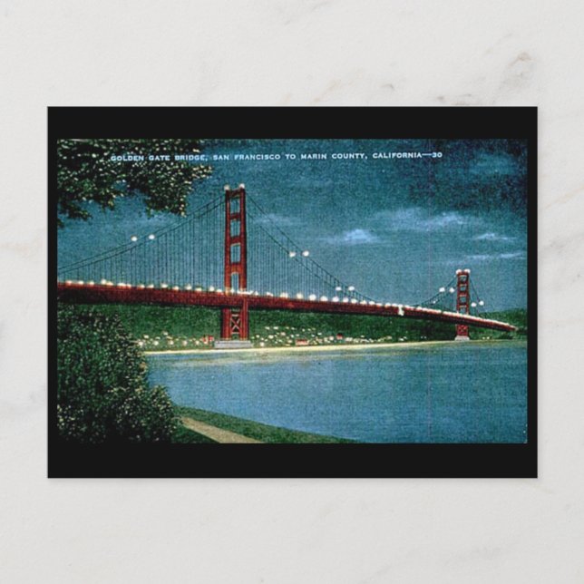 Vieja postal - puente Golden Gate, San Francisco (Anverso)