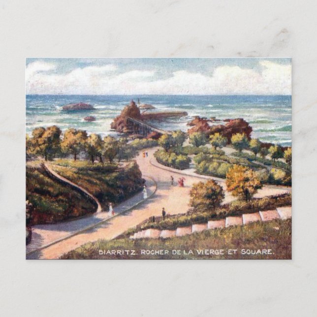 Vieja postal - Rocher de la Vierge, Biarritz (Anverso)