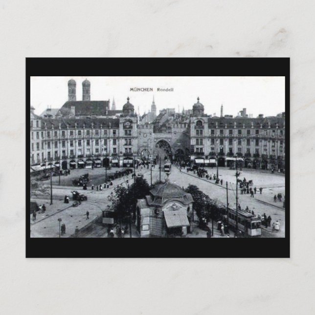 Vieja postal - Rondell, Munich, Alemania (Anverso)