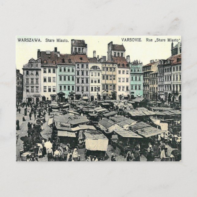 Vieja postal - Stare Miasto, Varsovia, Polonia (Anverso)