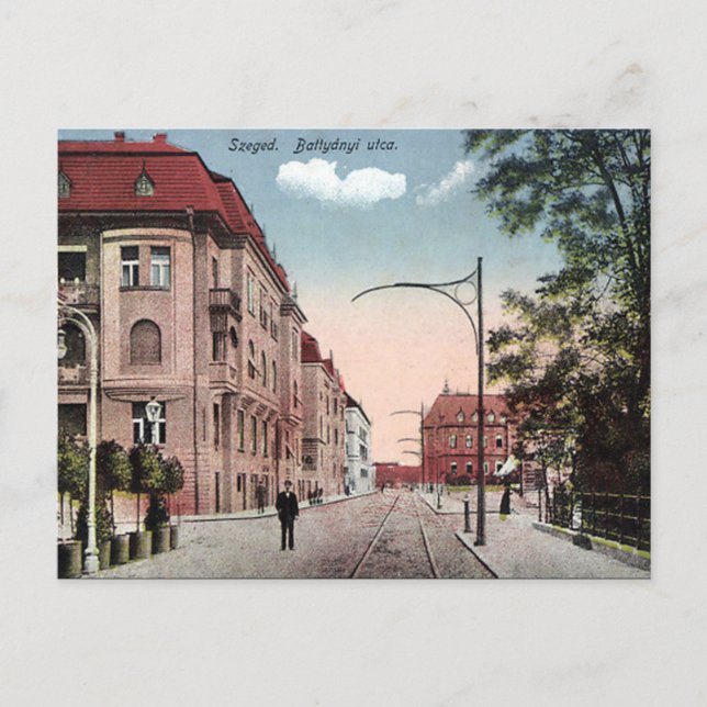 Vieja postal - Szeged, Hungría (Anverso)