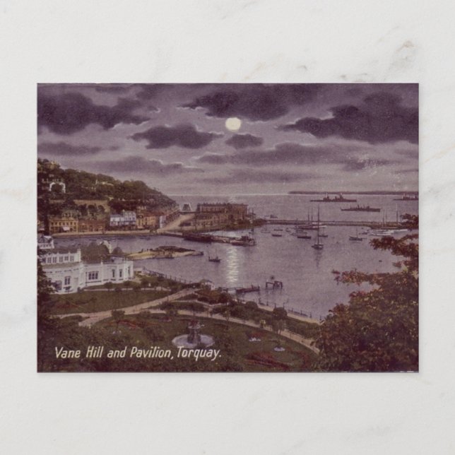Vieja postal - Torquay por luz de la luna (Anverso)
