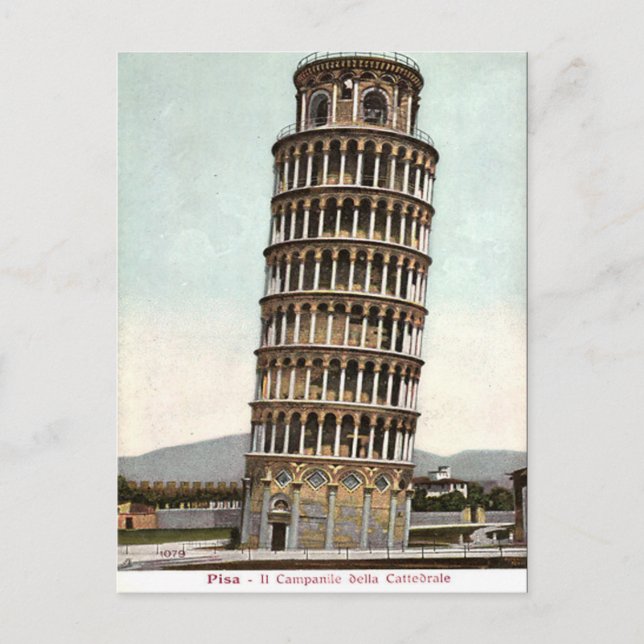 Vieja postal - Torre inclinada de Pisa (Anverso)