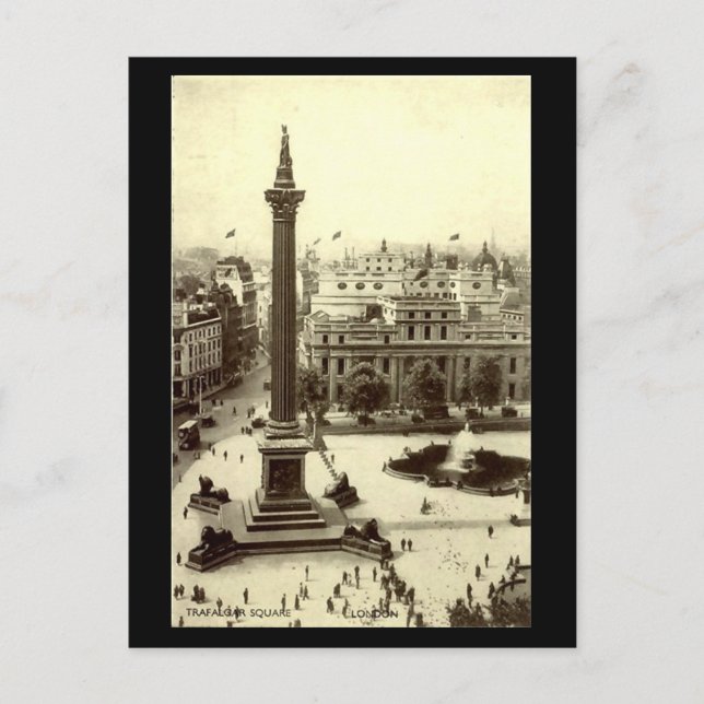 Vieja postal - Trafalgar Square, Londres (Anverso)