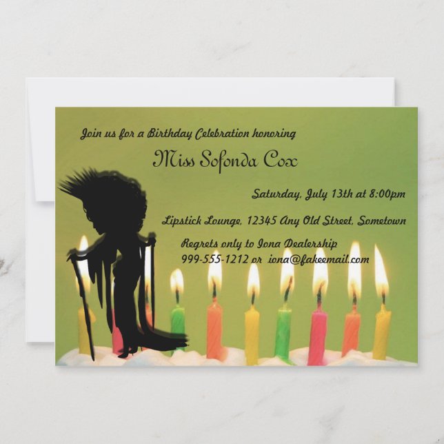 Vieja Reina Personalizado Invitaciones de cumpleañ (Anverso)