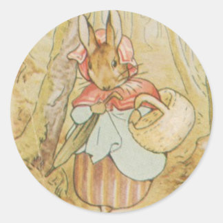 Vieja Sra. Rabbit Beatrix Potter pegatina redonda
