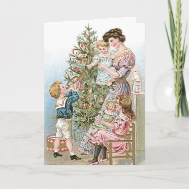 Vieja tarjeta de árbol de Navidad de moda (Anverso)