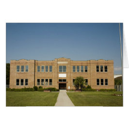 Vieja tarjeta de construcción de escuela de ladril