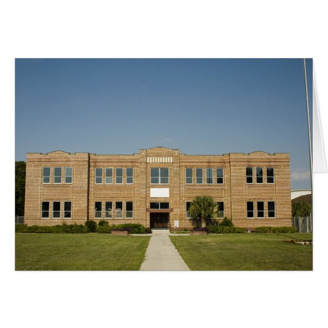 Vieja tarjeta de construcción de escuela de ladril (Anverso (Horizontal))