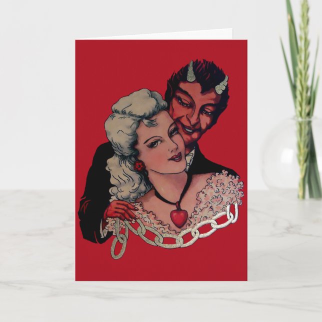 Vieja tarjeta de Día de San Valentín del diablo de (Anverso)