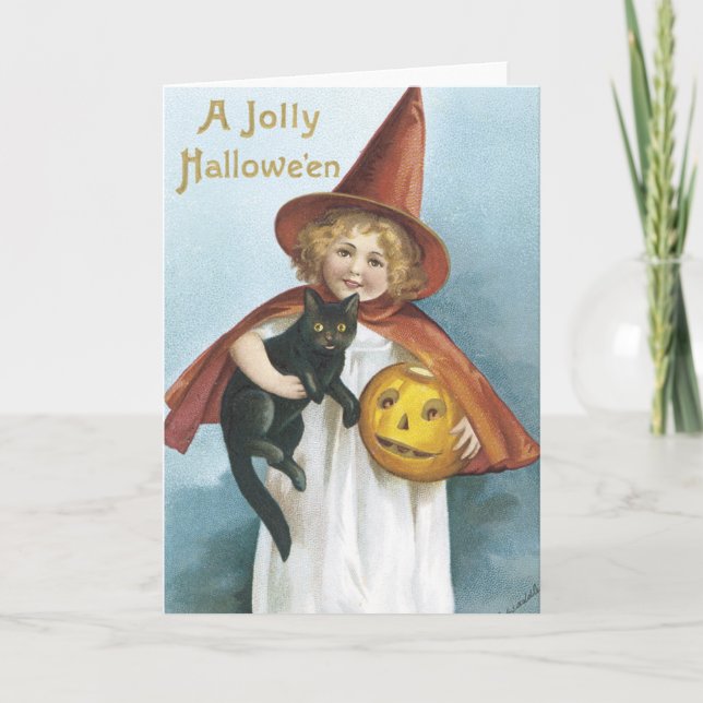 Vieja tarjeta de halloween de moda (Anverso)