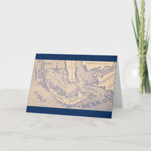 Vieja tarjeta de mapa de Sanibel y Captiva