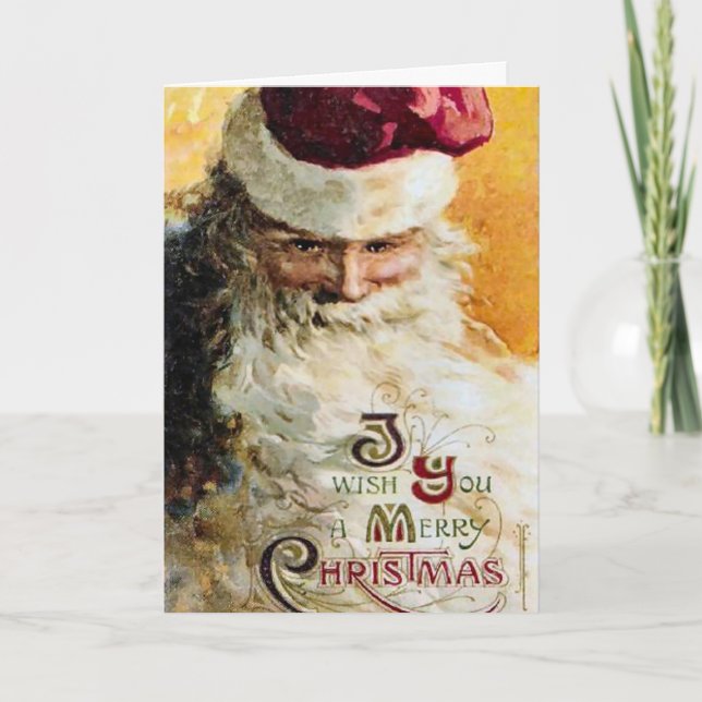 Vieja tarjeta de Navidades clásicos de Santa  (Anverso)