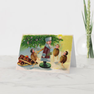 Vieja tarjeta de Navidades de Santa Nutcracker de 