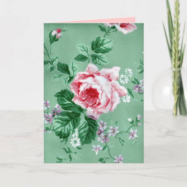 Vieja tarjeta de pantalla verde azulada victoriana (Anverso)