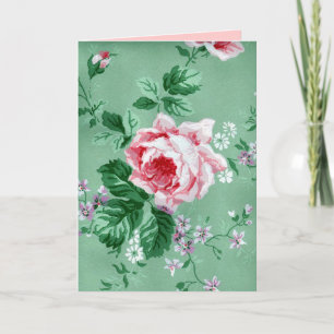 Vieja tarjeta de pantalla verde azulada victoriana