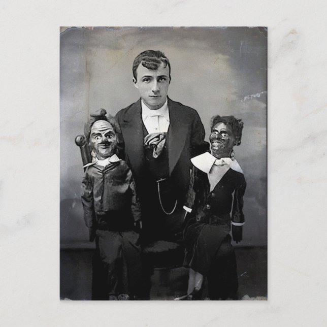Vieja tarjeta de postales de muñecas Ventriloquist (Anverso)