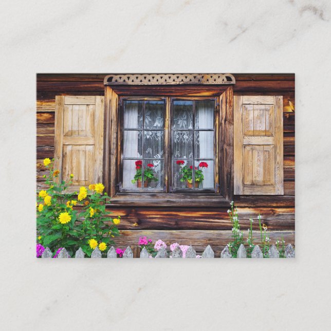 Vieja tarjeta de visita de la ventana de cabaña (Anverso)