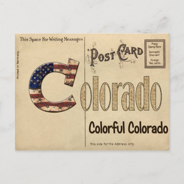 Vieja tarjeta postal de Colorado (Anverso)