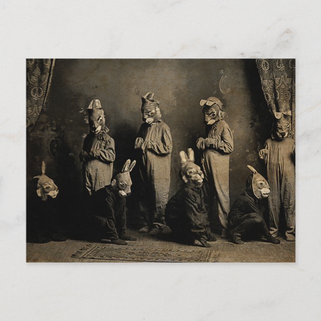 Vieja tarjeta postal de conejito de Pascua (Anverso)