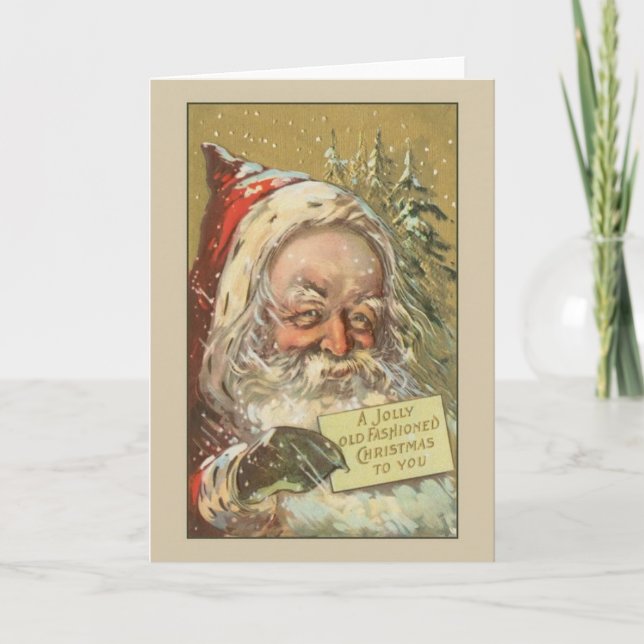 Vieja Vieja Tarjeta de Navidades Santa de Moda (Anverso)