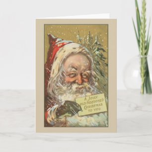 Vieja Vieja Tarjeta de Navidades Santa de Moda