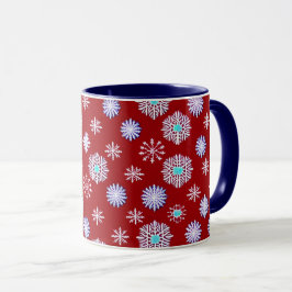 Viejas copas de nieve en rojo