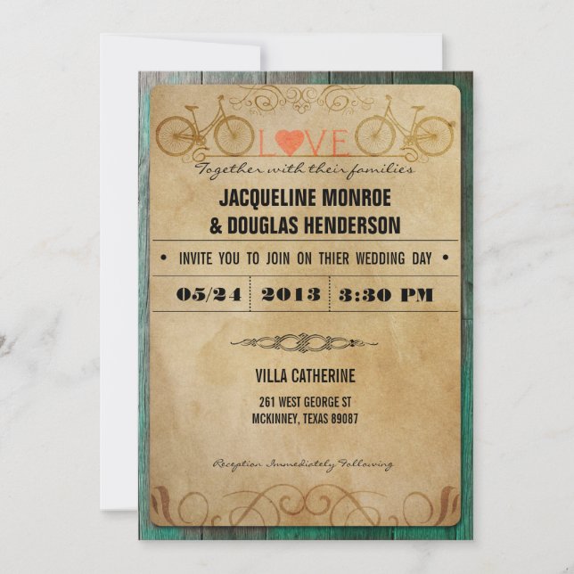 Viejas invitaciones a bodas en bicicleta rusa (Anverso)