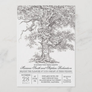 Viejas invitaciones a bodas rústicas de robles ant