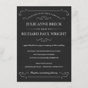 Viejas invitaciones a la boda de Chalkboard rústic
