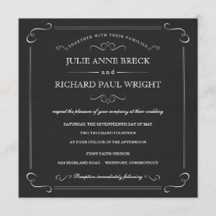 Viejas invitaciones a la boda de Chalkboard rústic