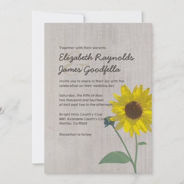 Viejas invitaciones a la boda de girasoles (Anverso)