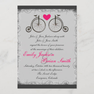 Viejas invitaciones de boda grises para el amor en