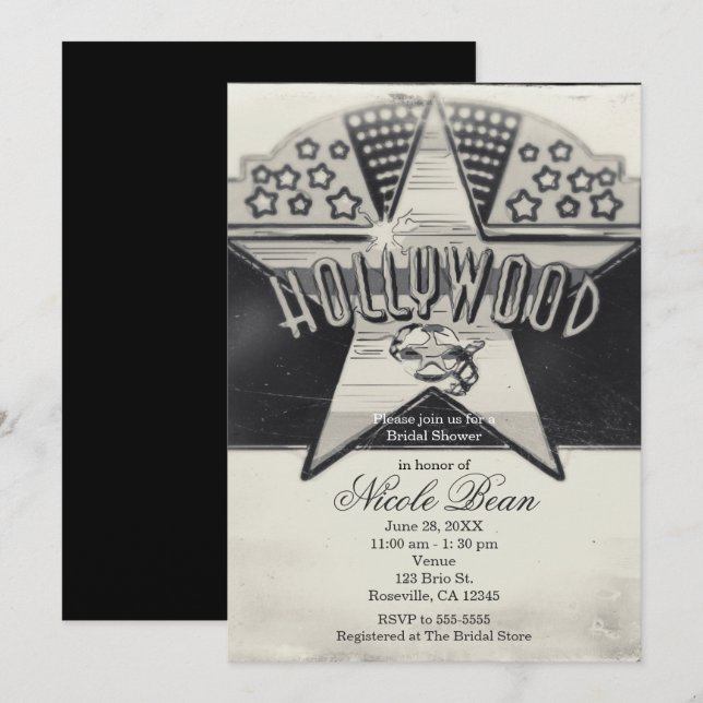 Viejas invitaciones de Hollywood en blanco y negro (Anverso / Reverso)