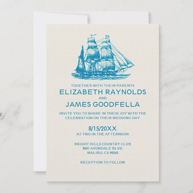 Viejas invitaciones de matrimonio en barcos (Anverso)