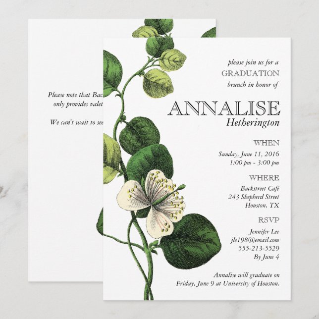 Viejas invitaciones para la fiesta de graduación d (Anverso / Reverso)