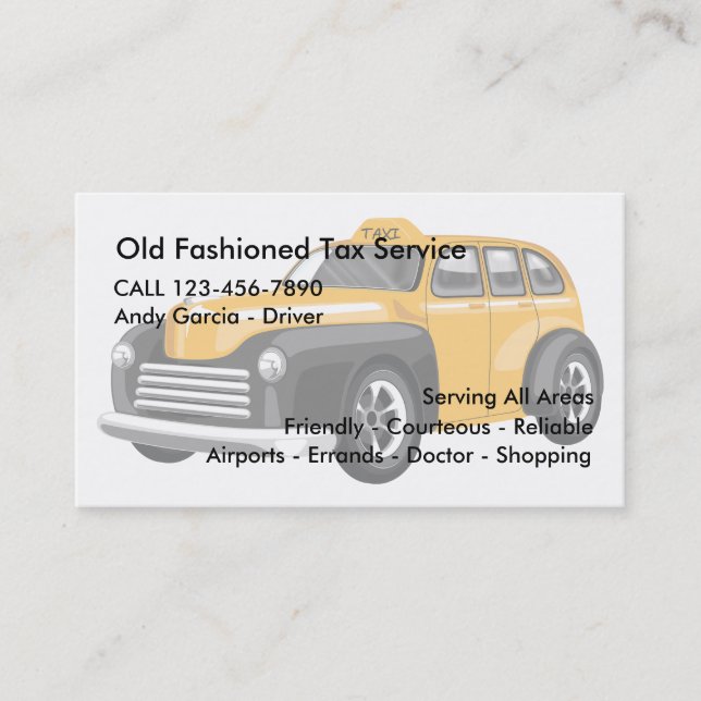 Viejas tarjetas de negocios de taxis de moda (Anverso)